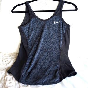 Nike Blue/Gray Cheetah Print Slim Fit Workout Tank Top Size S